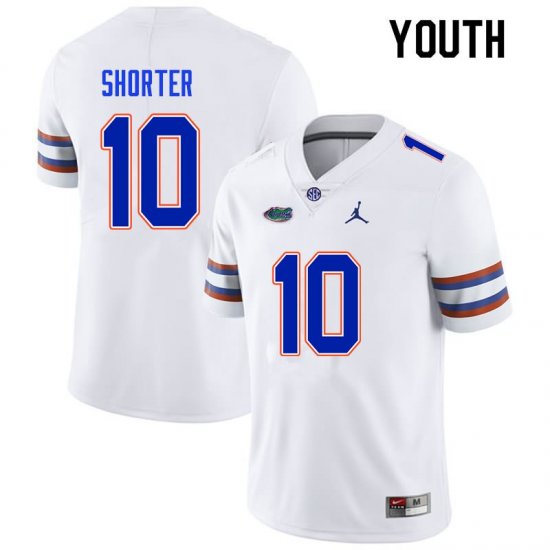 Youth Florida Gators #10 Justin Shorter NCAA Nike White Authentic Stitched College Football Jersey RIE6762BQ